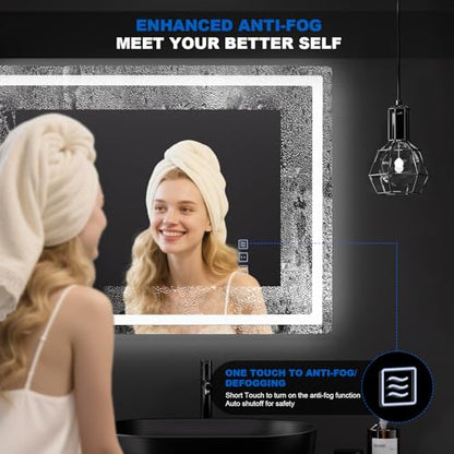 QAOYEDE 24"x45" LED Bathroom Mirrors for Wall, Bathroom Mirror with Lights - size: 45''x24''