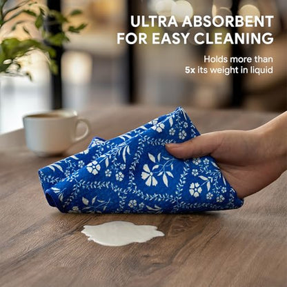 RECYCO Waffle Kitchen Towel Set of 2 - Quick Dry Microfiber Sustainable Dish Towels - Ultra Absorbent Reusable Cleaning Tea Towels - Lightweight Hand Towels,16”x 28”, Coastal Bliss - color: Coastal Bliss