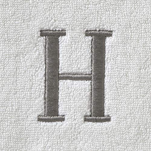 SKL Home Casual Monogram Hand Towel Set, H, 16x26, White 2 Count - color: Casual Monogram Hand Towel Set, size: Hand Towel Set, style: H