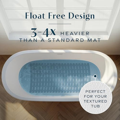 SlipX Solutions 31"x15" Weighted Non Slip Bath Mat for Textured Tubs, Gray | No Suction Cup Design, Safe For Refinished Bathtubs & Showers, Doesn't Float, Stays Put On Tile, Texture, & Stone - color: Gray