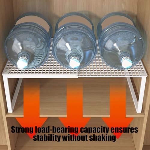 Expandable Stackable Cabinet Organizer - Adjustable Storage Shelf Rack for Kitchen, Bathroom, Pantry, and Office Space Saving - color: White