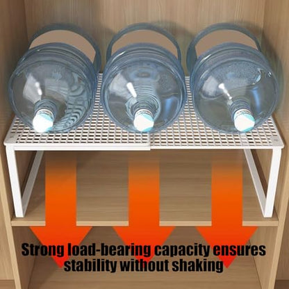 Expandable Stackable Cabinet Organizer - Adjustable Storage Shelf Rack for Kitchen, Bathroom, Pantry, and Office Space Saving - color: White