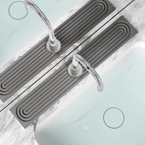 2 PCS Diatomite Stone Faucet Mat for Kitchen Sink, Dark Grey, Quick Drying Water Absorbing Pad, Sink Splash Guard & Protector for Kitchen and Bathroom Counter (Gray-Long) - color: Gray-Long