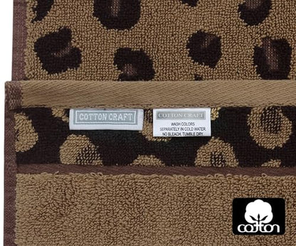 COTTON CRAFT Cheetah Bath Towel - 2 Pack 100% Cotton Animal Print Towels | Large 30x52 inches Leopard Africa Safari Jacquard Terry Towel - 550 GSM Soft Absorbent Luxurious Bathroom Shower Spa Towels - color: 2 Pack Bath Towel