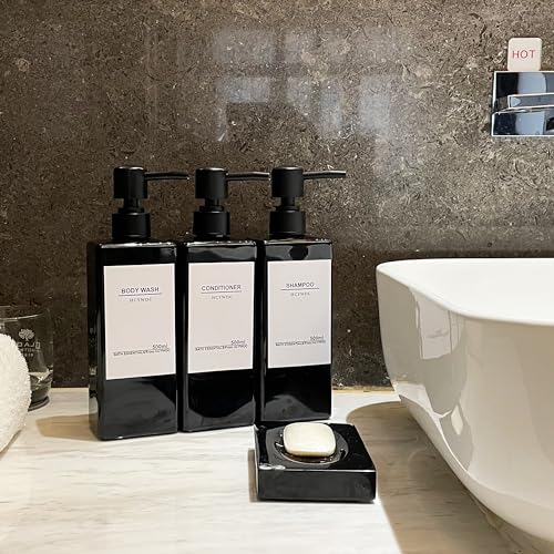 Shampoo Dispenser for Shower Wall, Shampoo and Conditioner Dispenser with 16 Waterproof Labels, No Drill Shower Soap Dispenser Bathroom, Shower Soap Dispenser Wall Mounted 3 Chamber, 17oz,Black | Shampoo Dispenser for Shower Wall, Shower Soap Dispenser Wa