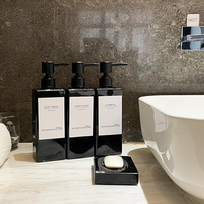 Shampoo Dispenser for Shower Wall, Shampoo and Conditioner Dispenser with 16 Waterproof Labels, No Drill Shower Soap Dispenser Bathroom, Shower Soap Dispenser Wall Mounted 3 Chamber, 17oz,Black | Shampoo Dispenser for Shower Wall, Shower Soap Dispenser Wa