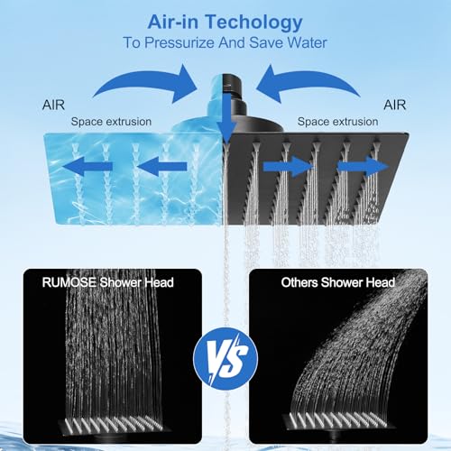 10-Inch Rain Shower Head with Filter, Matte Black | Stainless Steel, Wall Mounted