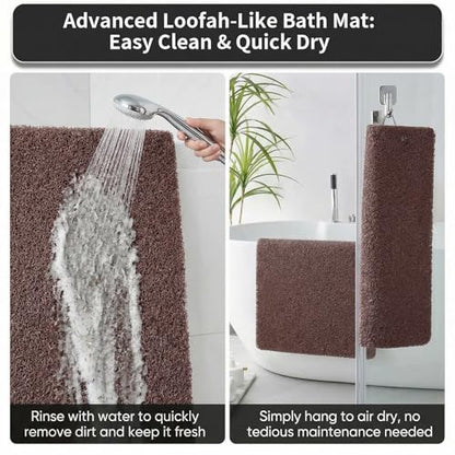 Square Shower Mat Non Slip, 27 x 27 Inch Anti Slip Shower Mat Without Suction Cups, Quick Drying Foot Scrubber PVC Loofah Bath Mats for Bathroom, Tub, Wet Area - color: Brown, size: 27" x 27" (Square)