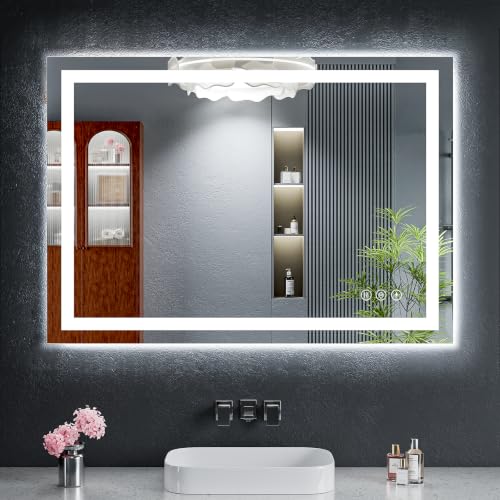 24"x40" LED Bathroom Mirror with Lights, Anti-Fog, Backlit+Frontlit | CRI 95, Stepless Dimmable, 3 Colors Lighting, Shatterproof Tempered Glass, HD Reflection, Memory, (Horizontal/Vertical) - size: 40"L x 24"W
