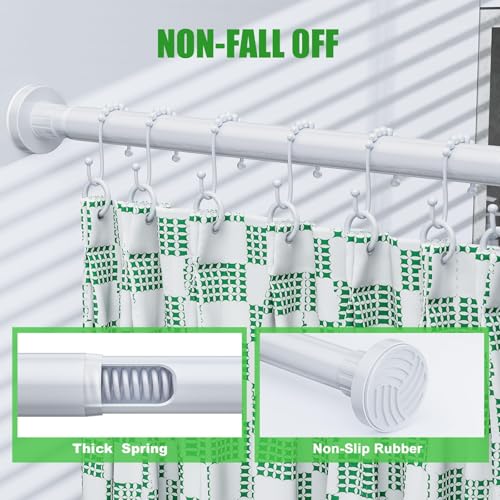 Ausemku Shower Curtain Rod 32-50 Inch Adjustable - 1 Inch Diameter Heavy Duty No drill Spring Tension Shower Rod, Non-Slip Rustproof Telescopic Rod for Bathroom, White - color: White, size: 32-50 Inches