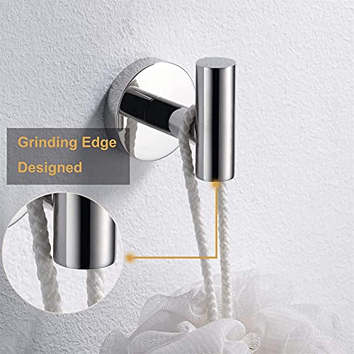 Nolimas Towel Coat Hook Polished Chrome SUS304 Stainless Steel Bathroom Clothes Cabinet Closet Sponges Robe Hook Wall Mounted Round Kitchen Heavy Duty Door Hanger 6 Packs - color: 6pcs Polished Chrome