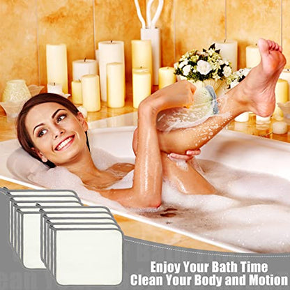 Tatuo 10 Packs Exfoliating Wash Cloths for Body and Face Facial Bath Scrub Soft Weave Loofah Towel Exfoliate Bath Towel Remove Dead Skin Wash Cloth for Women Man (Gray Edge) - color: Gray Edge