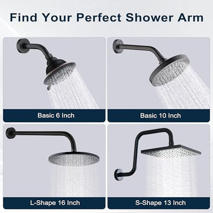 BRIGHT SHOWERS 13 Inch Shower Head Extension Arm with Flange S Shaped High Rise Extender, Long Stainless Steel Rainfall Shower Head Pipe Arm, Oil-Rubbed Bronze - color: Oil Rubbed Bronze, style: S-Shape 13 Inch