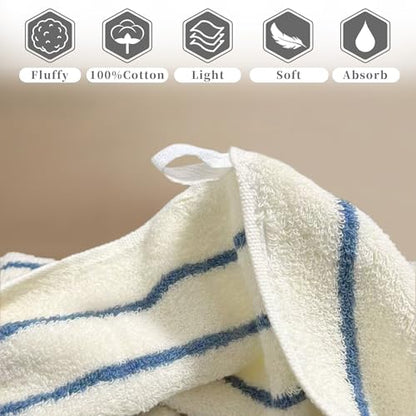 VOOVA & MOVAS Striped Kitchen Towels 2 Pack, 100% Cotton, 13x28 in | Multi-Purpose for Kitchen & Bathroom, Hanging Loop, 420GSM Medium Weight, Ultra Absorbent & Soft, Blue & Green Stripes - color: Green Blue Stripe