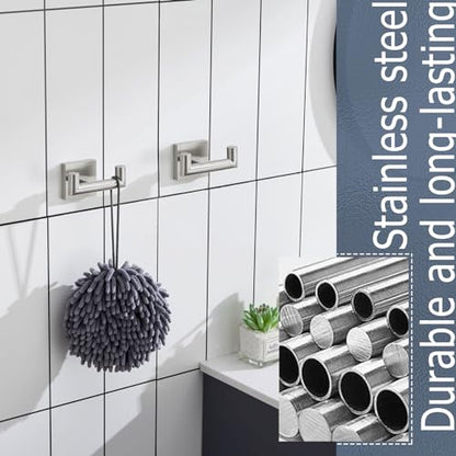 KOKOSIRI Robe Hook Bathroom Double Towel Coat Hooks for Bath Kitchen Wall Mounted, 2 Pack Brushed Nickel Stainless Steel B1015BR-P2 - color: Brushed Nickel, size: 2 Pack