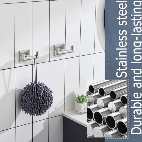 KOKOSIRI Robe Hook Bathroom Double Towel Coat Hooks for Bath Kitchen Wall Mounted, 2 Pack Brushed Nickel Stainless Steel B1015BR-P2 - color: Brushed Nickel, size: 2 Pack