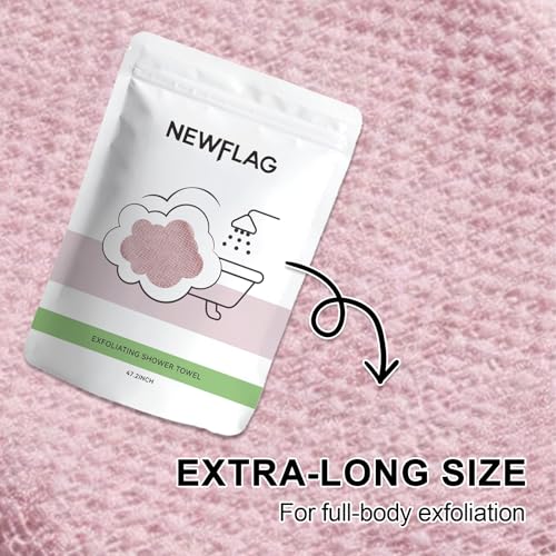 2 PCS Exfoliating Shower Towel, Premium Scrub Bathroom Towel Set, 47"Dual-Sided Body Scrubber for Sensitive Skin, Deep Cleansing for Body & Face, Long Back Scrubber for Women Men, Pink - color: Pink