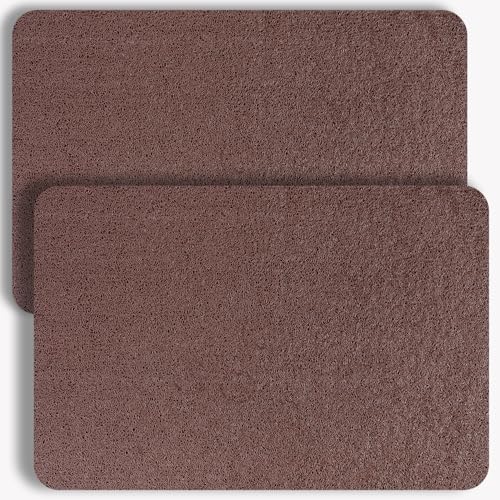 Hargiis Non-Slip Bathtub Mat, 2 Pack Anti Slip Shower Mat, Fast Drying Bathtub Mats, Foot Scrubber Mat, Anti Slip Mat for Tub, Floor, Bathroom, Kitchen, Home, Hotel (Brown 24"×16"+24"×16") - color: Brown, size: 24" x 16" + 24" x 16" (Rectangular)