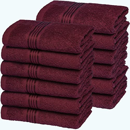 Ultra Soft Cotton Washcloths, Contains 12 Piece Face Cloths 12x12 inch, Ideal for Everyday use Face Towels, Compact & Lightweight Multi Purpose Washcloths - Burgundy - color: Burgundy, size: 12 Pack Washcloths
