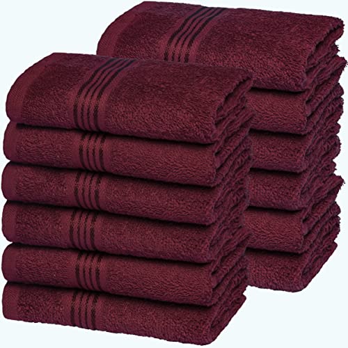 Ultra Soft Cotton Washcloths, Contains 12 Piece Face Cloths 12x12 inch, Ideal for Everyday use Face Towels, Compact & Lightweight Multi Purpose Washcloths - Burgundy - color: Burgundy, size: 12 Pack Washcloths