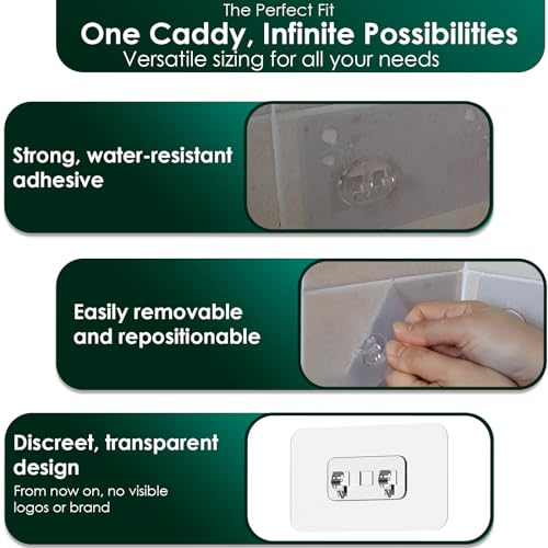 Shower Caddy Adhesive Replacement Stickers, Shower Organizer Adhesive Replacement Strips (Transparent - 6 Packs) - color: Transparent - 6 Packs