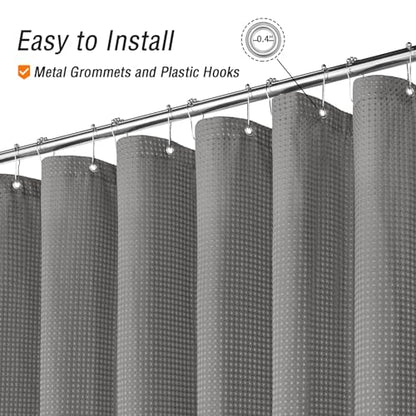 Extra Long Grey Fabric Shower Curtain, 72 x 84 | Tall Cloth-Textured Shower Curtain for Bathroom, Water Repellent, Machine Washable - color: Grey, size: 72"W x 84"L (Pack of 1)