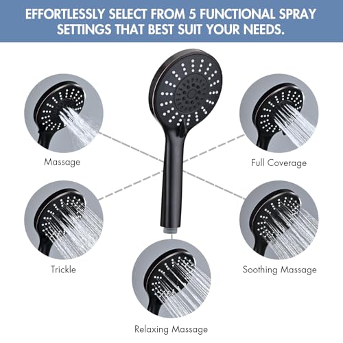Adjustable 30-Inch Shower Slide Bar with 5-Function Handheld Shower Head, Stainless Steel Wall Mount Shower Slide Bar Set with Extra Hose (Oil Rubbed Bronze) - color: Oil Rubbed Bronze
