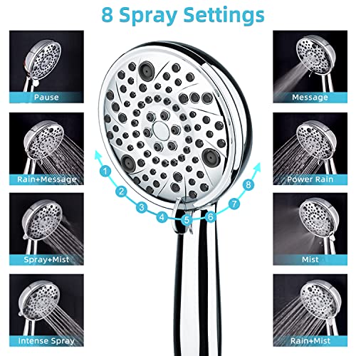 EMBATHER 8'' Shower System with Handheld Trim Kit, Polished Chrome | 2-IN-1 Shower Faucet Set, 3-Mode Shower Head, 8-Setting Handheld Spray, Pressure-balanced Valve & Trim Kit - color: Polished Chrome, size: 8 Inch