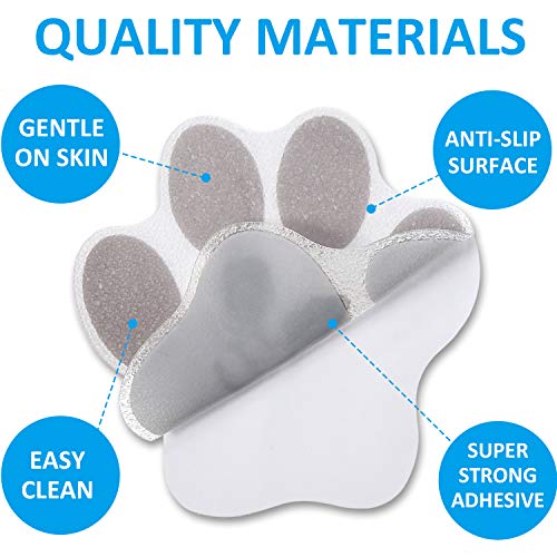 Mudder 20 Pcs Non Slip Bathtub Sticker Cute Anti Slip Shower Sticker Adhesive Black Grey Pink Paw Decal Safety Traction Grip Treads Appliques for Bathtub Pool Boat Stair Shower Floor(Gray) - color: Gray
