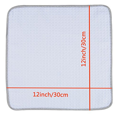 Waffle Microfiber Dish Cloths White Kitchen Towels, Cleaning Cloth | Quick Dry Absorbent Dish Rags Dishcloths Barista Towels 12x12 Inch 6 Pack - color: White, size: 12in x 12in 6 Pack