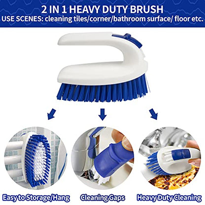 CELOX Kitchen Scrub Brush Set with Ergonomic Handle, Deep Cleaning Brushes, Include Dish Brush (Blue) - color: Blue
