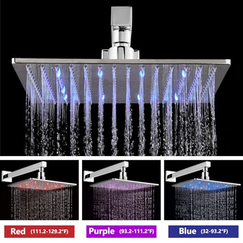 Aolemi Shower Faucet Set with Valve Handheld 10" LED Head Polish Chrome | Handheld Spray,10 Inch Rain LED Head,Valve and Trim Kit,All Metal,Wall Mount Shower System,Bathroom Mixer - color: Chrome, size: 10 Inch LED Shower Head