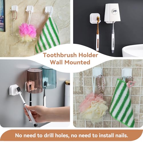 Toothbrush Holders for Bathrooms, Razor Holder for Shower, Self Adhesive Tooth Brushing Holder Wall Mounted, Toothbrush Organizer for Shower Hanging Towel, Waterproof Hook for Bathroom, 2Pcs - size: ToothbrushHolders - 2PCS