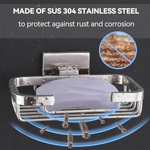 SEIDO Soap Dish for Shower Wall, 304 Stainless Steel Bar Soap Holder for Bathroom & Kitchen, Brushed Nickel Soap Saver Tray for Shower, 4.8" L x 3.2" W Internal - color: Brushed Nickel