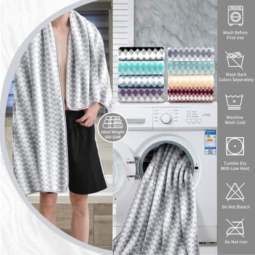 8 Piece Bathroom Towel Set Gray |2 Oversized Large Bath Towels Sheet,2 Hand Towels and 4 Washcloths| 600GSM Ultra Soft Luxury Premium Towel Set Highly Absorbent Quick Dry Hotel Towel Collection - color: Diamond Gray, size: 8 Piece Towel Set