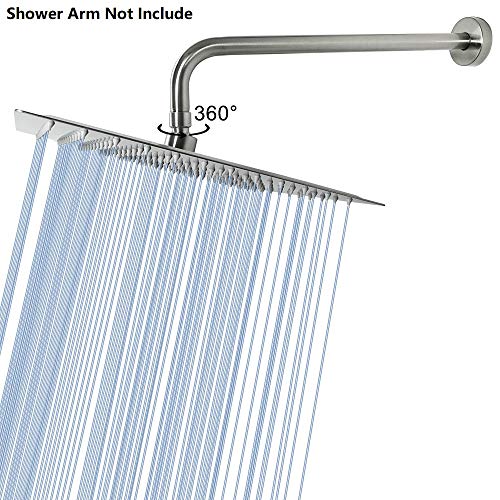 NearMoon Rain Shower Head, High Flow Stainless Steel Square Rainfall Shower, Waterfall Bath Shower Body Covering, Ceiling or Wall Mount (12 Inch, Brushed Nickel) - color: Brushed Nickel, size: 12 Inch Square