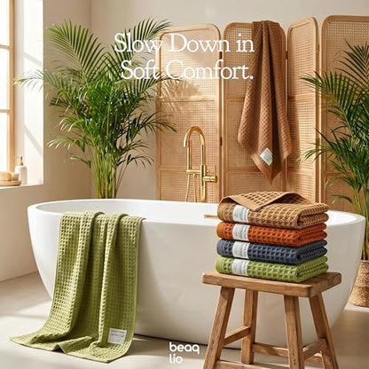 100% Cotton Waffle Towel Set, 4pcs Bath Towels for Bathroom 55*29'' | Quick Dry, Super Absorbent, Soft Bath Towels Set, Soft Lint-Free Quick Drying Towels for Bathroom/Spa/Gym, Multicolor