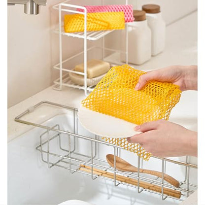 Dish Washing Net Scrubber 10pcs/ Innovative Mesh Cloth, Quick Dry - No More Sponges with Smell / 11.5 by 11.5 inches/Advanced Raw Material-Polypropylene 100% (Pink5 Yellow5) - color: Pink5 Yellow5