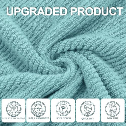 VOOVA & MOVAS 3PC Towel Set, 100% Cotton, Aqua Teal | 1 Large Bath 30x56 In, 1 Hand 18x28 In, 1 Wash Cloth 13x13 In, Quick Dry, Soft, Thick, Bathroom Essentials - color: Jack Frost- Aqua Teal, size: 3 PC Bathroom Towel Set
