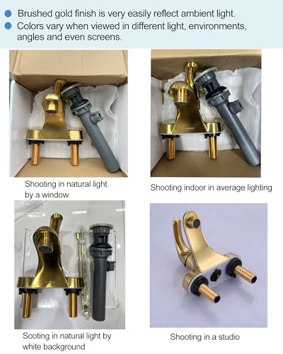 WOWOW 4 Inch Bathroom Faucet Single Handle Faucet for Bathroom Sink Brushed Gold Vanity Tap with Lift Rod Drain Assembly, Rv Lavatory Taps 3 Hole - color: Brushed Gold