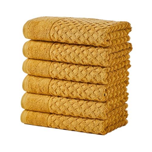 Great Bay Home Hand Towels - 100% Cotton 6 Pack 26x16 Hand Towel Set - Absorbent, Durable, Quick-Dry Towels for Bathroom (Marigold) - color: 07 Marigold, size: Hand Towel (Pack of 6)