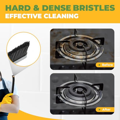 KMOSENIA Crevice Cleaning Brush, 3 Pack Hard Bristle Grout Brush | 3 pack narrow cleaning brushes with stiff bristles for grout, gaps, kitchens, bathrooms and tight spaces.