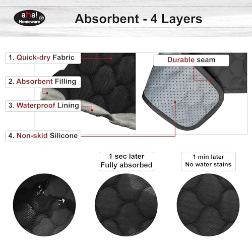 Bathroom Sink Splash Guard 3-Round-Hole : AHA HOMEWARE, Faucet Mat for Bathroom Sink 3 Holes (Black & Black) - color: Black & Black