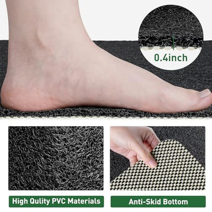 Shower Mat Non Slip,27 x 27 Inch Extra Large Bath Mat with Drain,Soft Square Loofah Shower Stall Mat Bathtub Mat for Bathroom,Without Suction Cups (Black) - color: Black