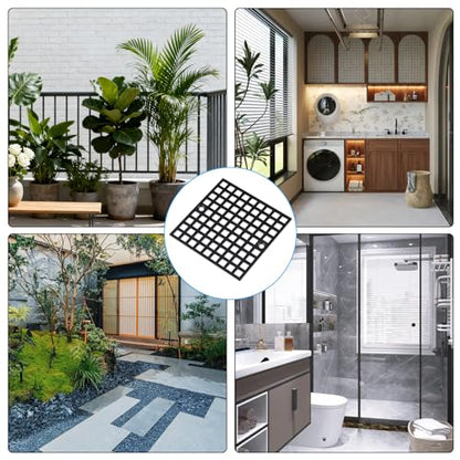4 Inch Black Square Shower Drain Cover, Stainless Steel Replacement for Drain Filter, Suitable for Bathrooms, Kitchen, 1 Pack