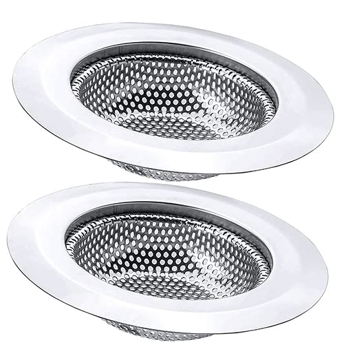 2 Pack 4.5 Inch Stainless Steel Sink Strainer Basket - 304 Stainless Steel Kitchen Sink Drain Filter, Universal Sink Mesh Basket, Hair Catcher, Food Waste Strainer, for Most Sinks - color: 2 Pack 4.5 Inch Old Model