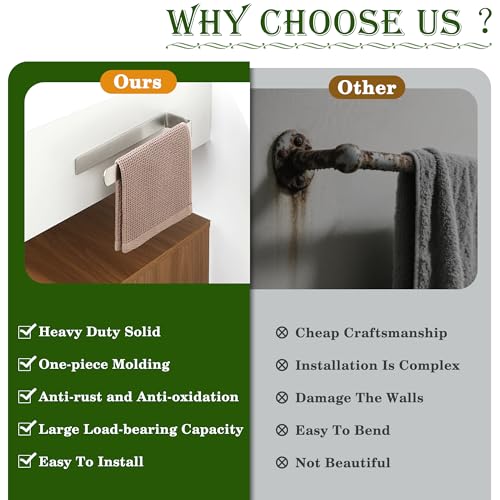 Alise Hand Towel Holder Self Adhesive Towel Bar for Bathroom,Brushed | Towel Hanger for Bathroom,SUS304 Stainless Steel Towel Rack for Kitchen Under Sink Cabinet Wash Basin Side,No Drilling - color: Brushed
