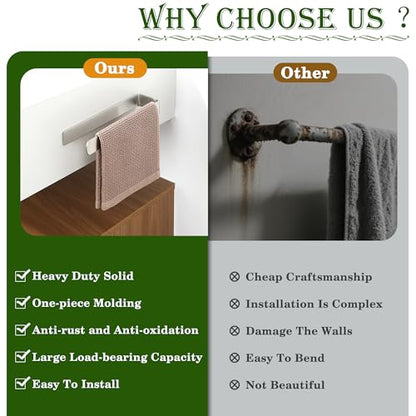 Alise Hand Towel Holder Self Adhesive Towel Bar for Bathroom,Brushed | Towel Hanger for Bathroom,SUS304 Stainless Steel Towel Rack for Kitchen Under Sink Cabinet Wash Basin Side,No Drilling - color: Brushed