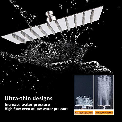 NearMoon Rain Shower Head, High Flow Stainless Steel Square Rainfall Shower, High Pressure Design, Awesome Shower Experience Even At Low Water Flow (8 Inch, Chrome Finish) - color: Chrome Finish, size: 8 Inch Square