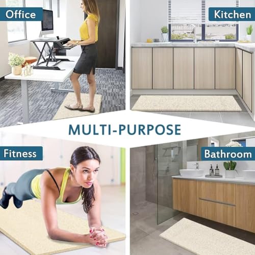 godehone Shower Mats Non Slip Without Suction Cups, PVC Loofah Bathroom Mats, Loofah Mats for Shower and Bathroom, Quick Drying, 17.1× 59 Inch, Beige - color: Beige, size: 59" x 17.1" (Rectangular)
